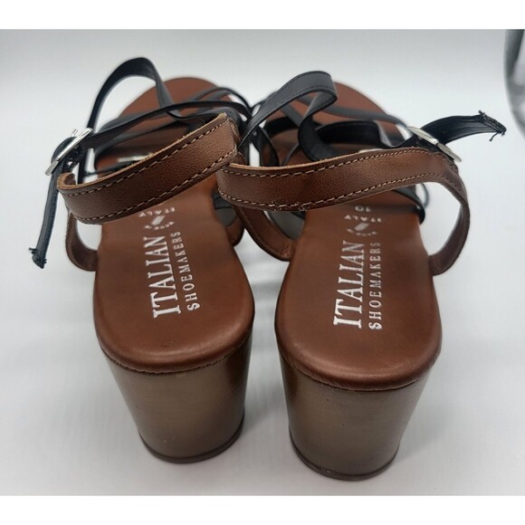Women’s Platform Heels Open Toe Ankle Strap Italian Shoemakers Black Size 10 - Picture 3 of 7
